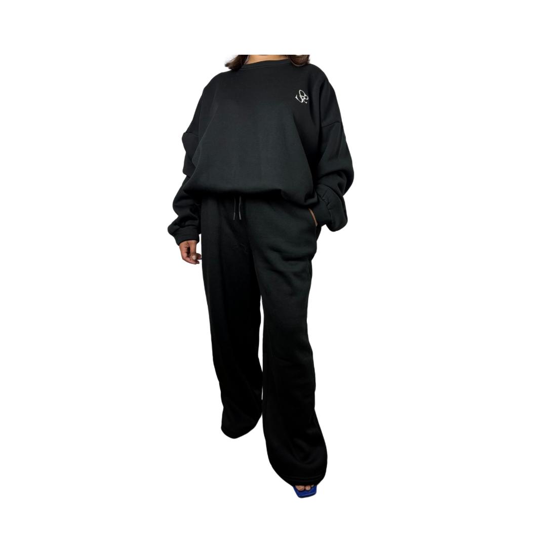 Ensemble sweat oversize et pantalon molleton - Noir