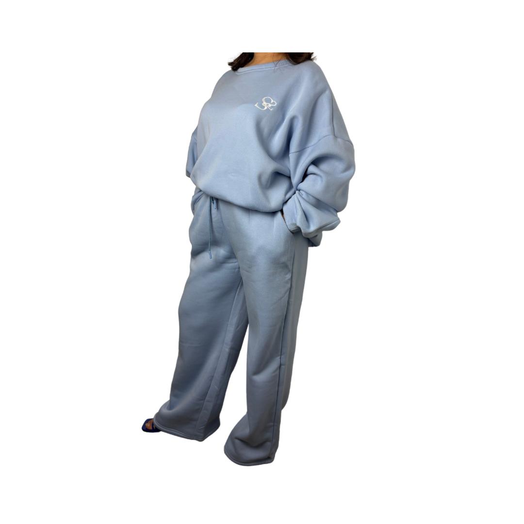Ensemble sweat oversize et pantalon ample - Bleu
