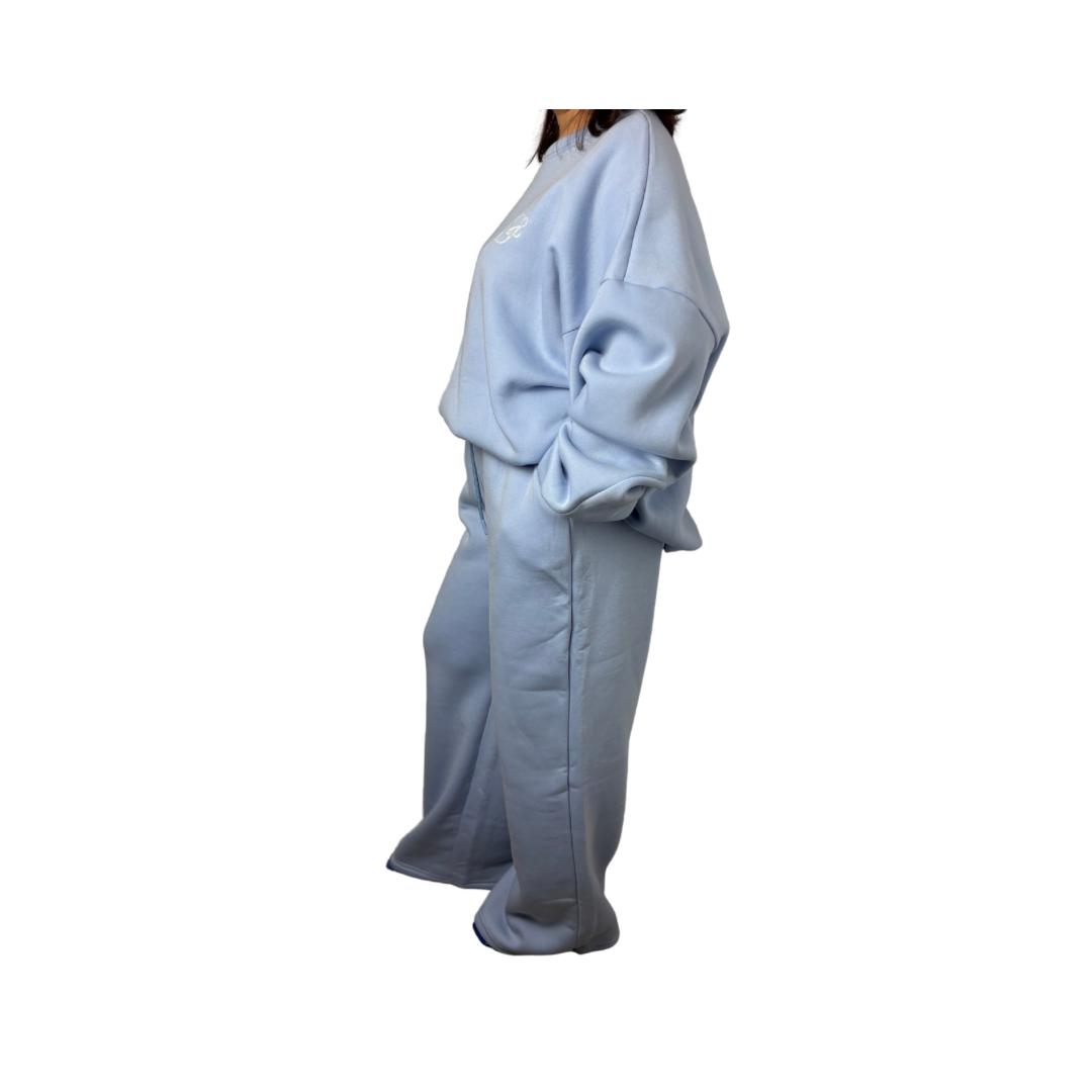 Ensemble sweat oversize et pantalon ample - Bleu