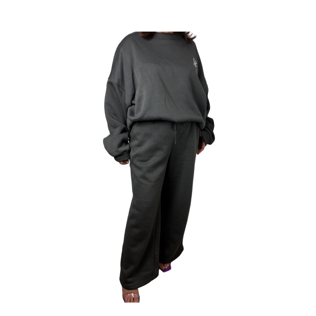 Ensemble sweat oversize et pantalon molleton - Marron