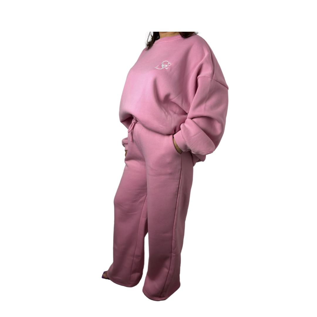 Ensemble sweat oversize et pantalon molleton -Rose
