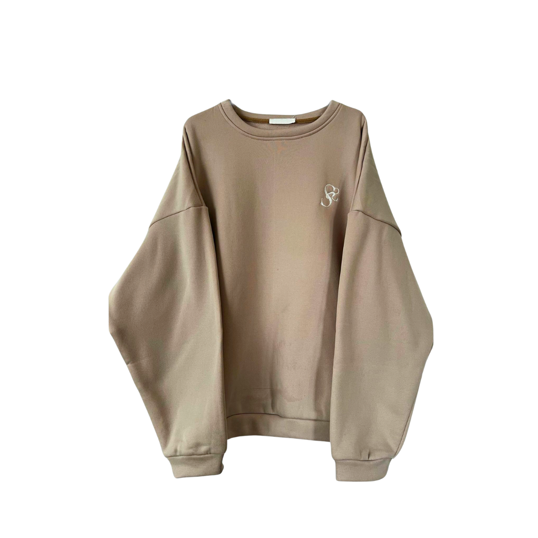 Sweat oversize sans capuche couleur beige