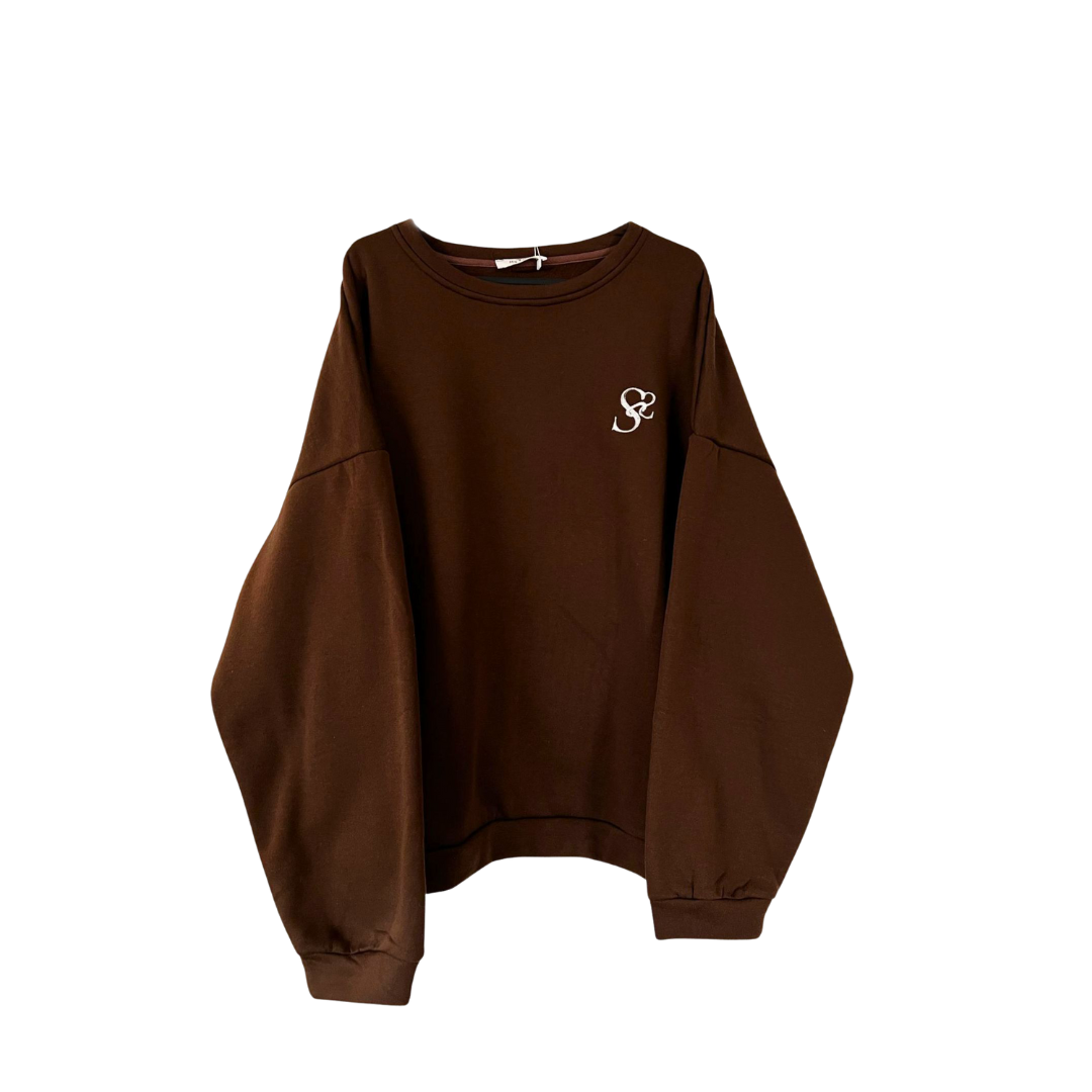 Sweat oversize sans capuche couleur marron