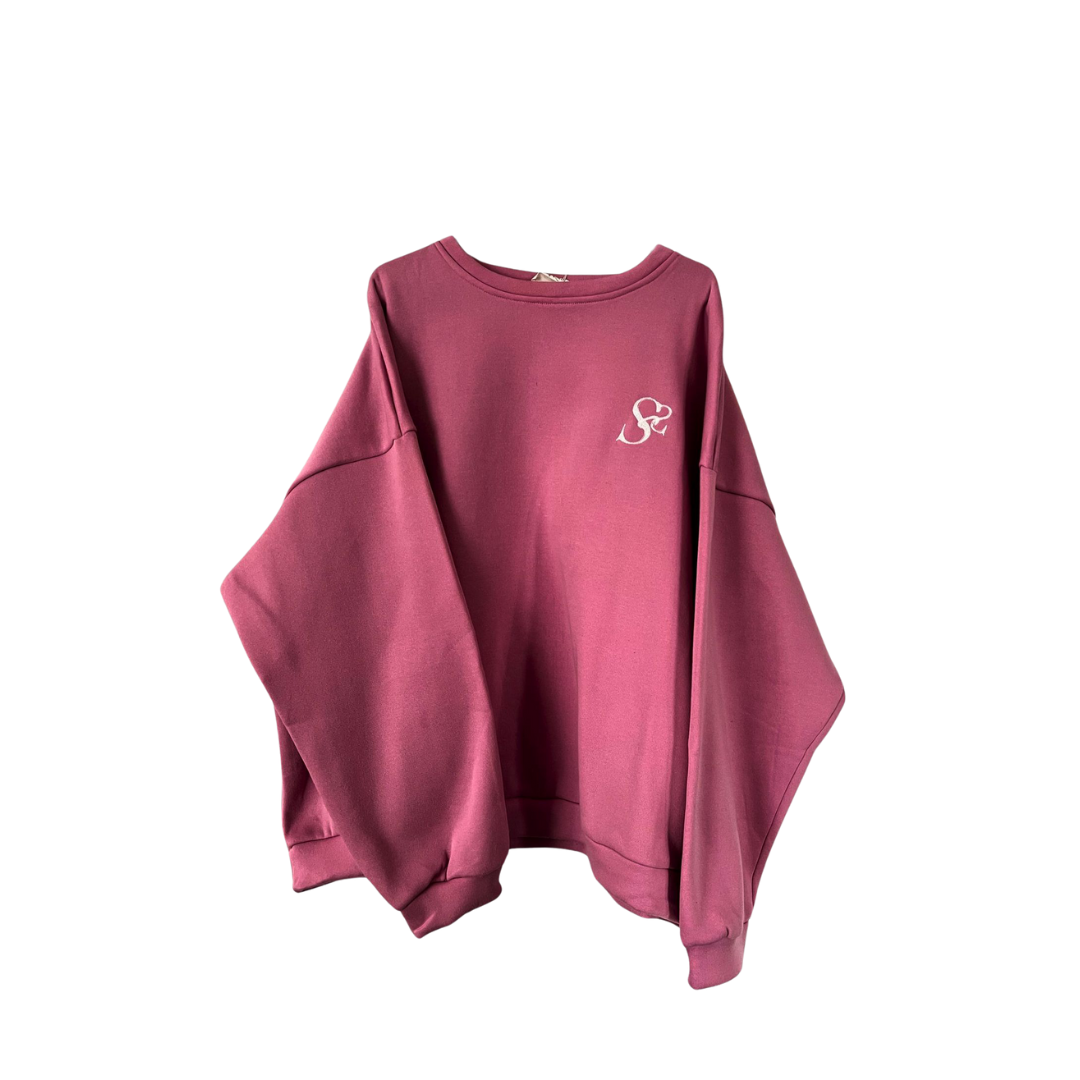 Sweat oversize sans capuche couleur rose