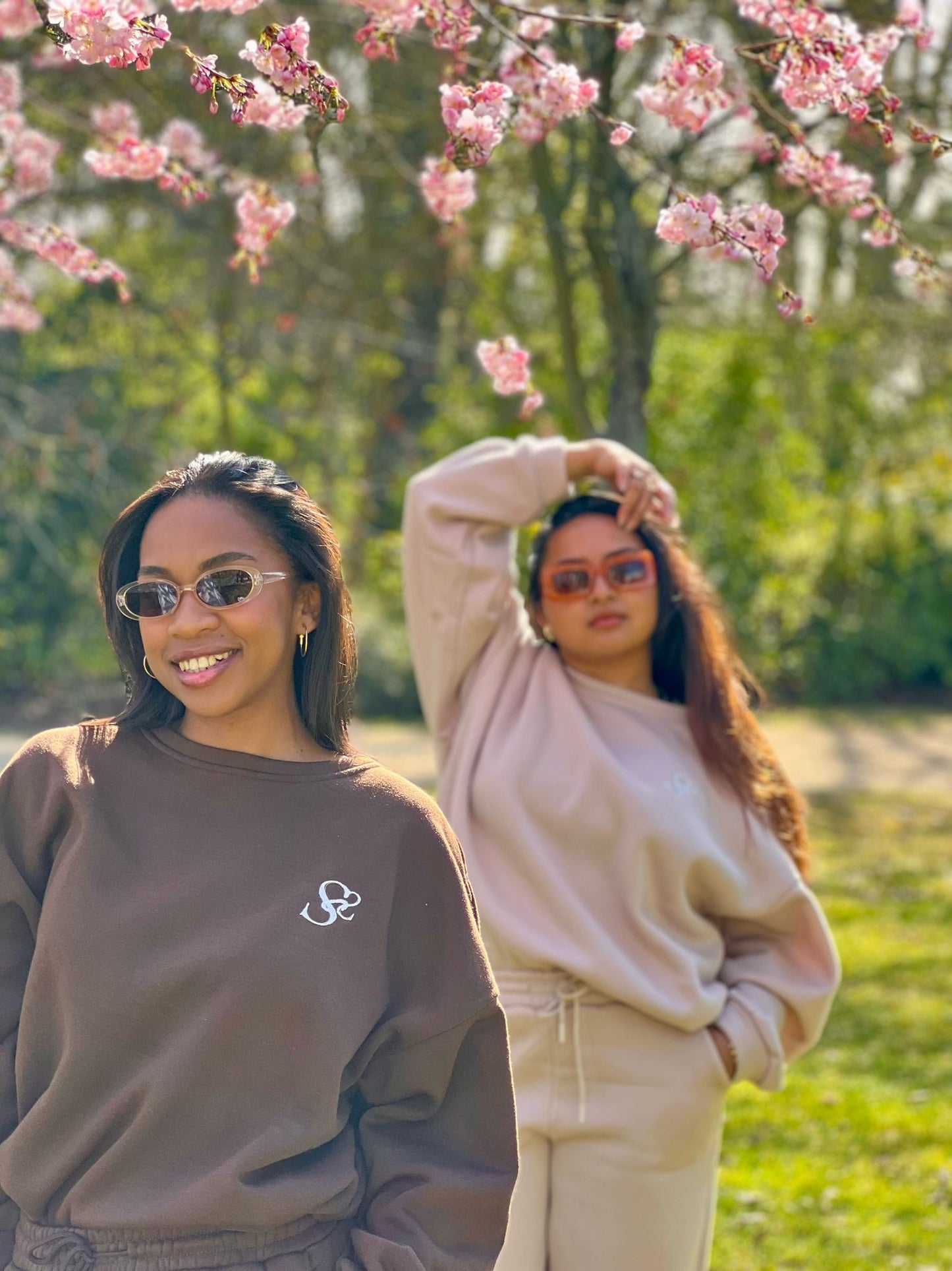 Sweats sans capuche marron et beige