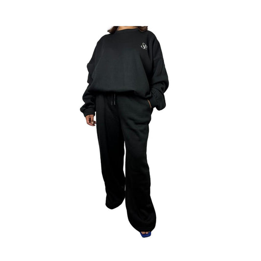 Ensemble sweat oversize et pantalon molleton - Noir