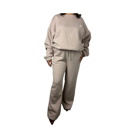 Ensemble sweat oversize et pantalon molleton - Beige