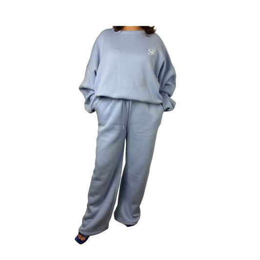 Ensemble sweat oversize et pantalon ample - Bleu