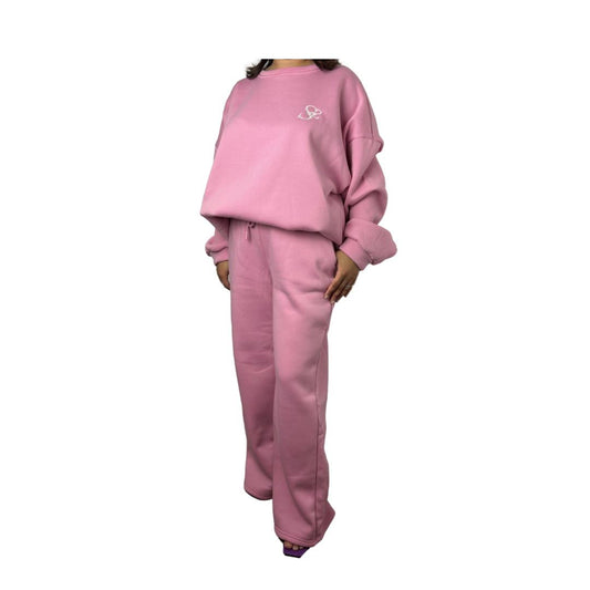Ensemble sweat oversize et pantalon molleton -Rose